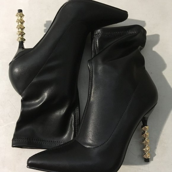 NWT CAPE ROBBIN VICE SEXY STUDDED HIGH HEELS BOOTS BLACK 5.5 - Picture 6 of 10